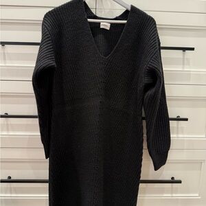 Wilfred Black Knit V-Neck Sweater Dress